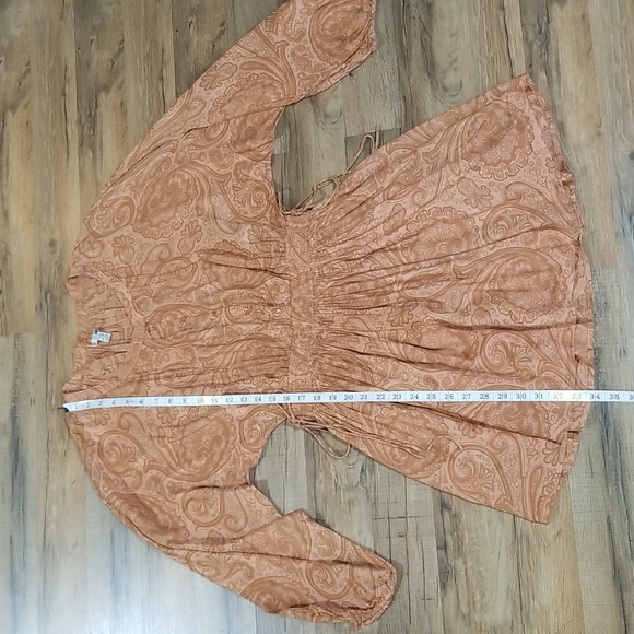 AMUSE SOCIETY Luciana Beach Vida Boho Coral Sand Paisley Peasant Mini Dress - Picture 8 of 15